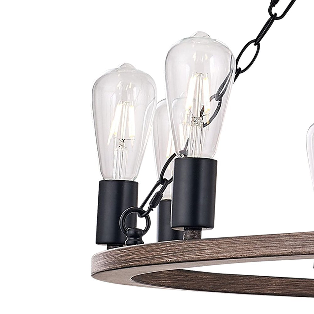 Brown And Black Candle Style Twelve Light Metal Dimmable Chandelier