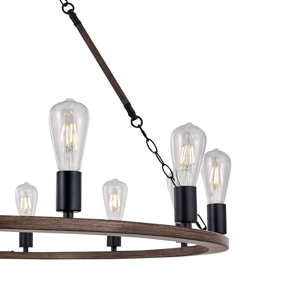 Brown And Black Candle Style Twelve Light Metal Dimmable Chandelier