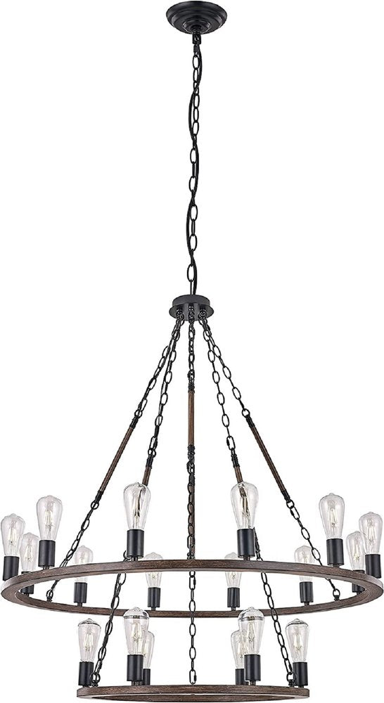 Brown And Black Candle Style Multi Light Metal Dimmable Chandelier