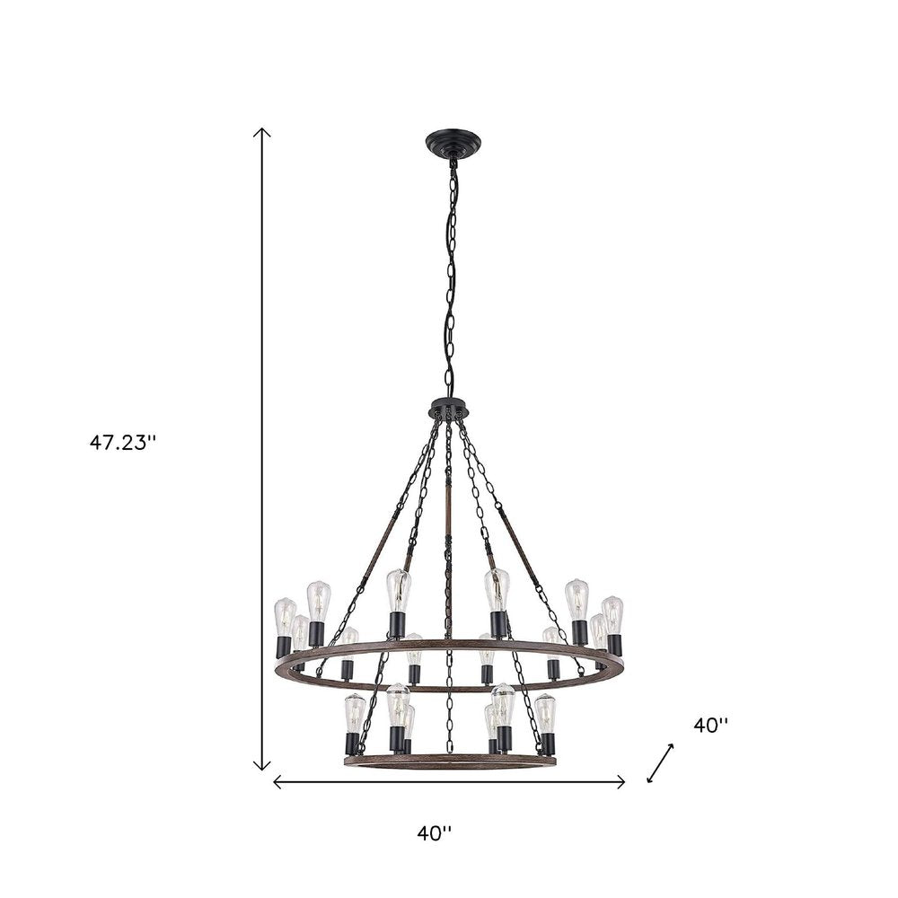 Brown And Black Candle Style Multi Light Metal Dimmable Chandelier