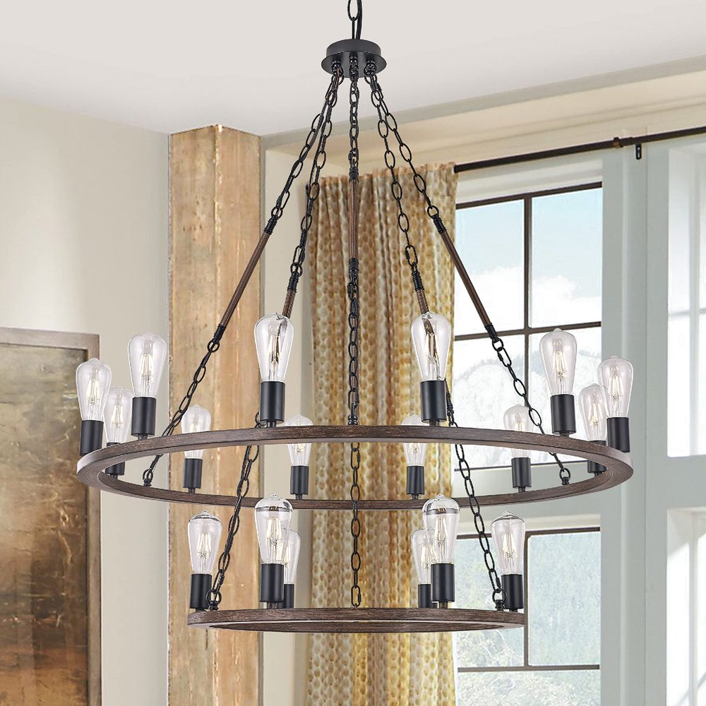 Brown And Black Candle Style Multi Light Metal Dimmable Chandelier
