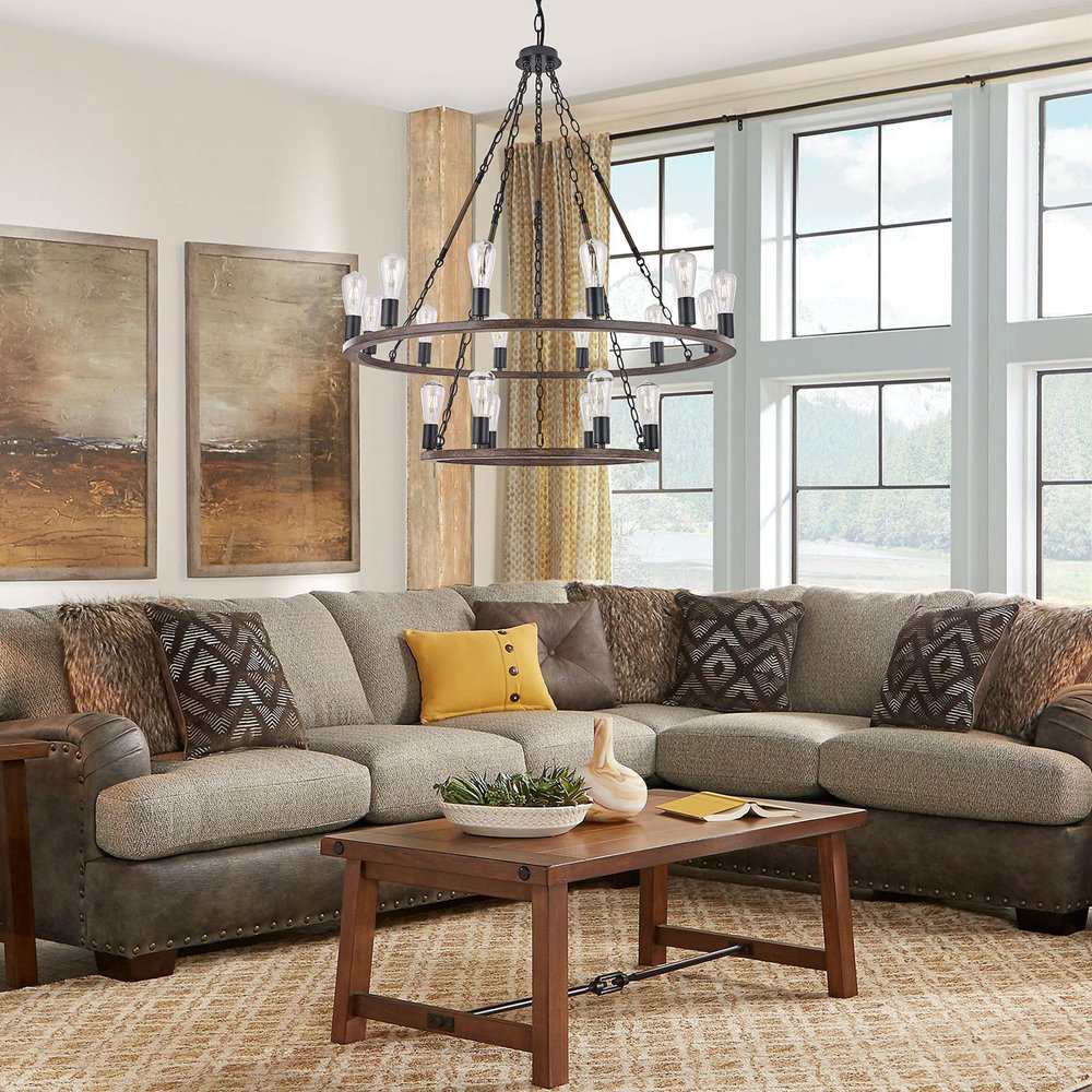 Brown And Black Candle Style Multi Light Metal Dimmable Chandelier