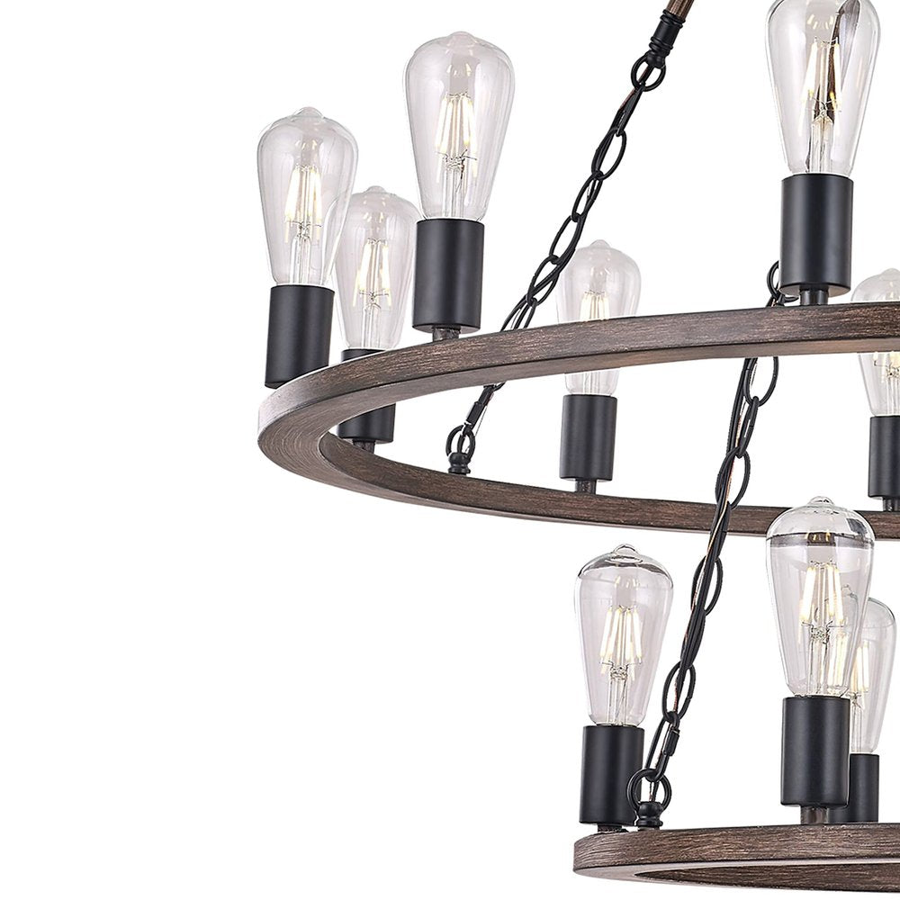 Brown And Black Candle Style Multi Light Metal Dimmable Chandelier