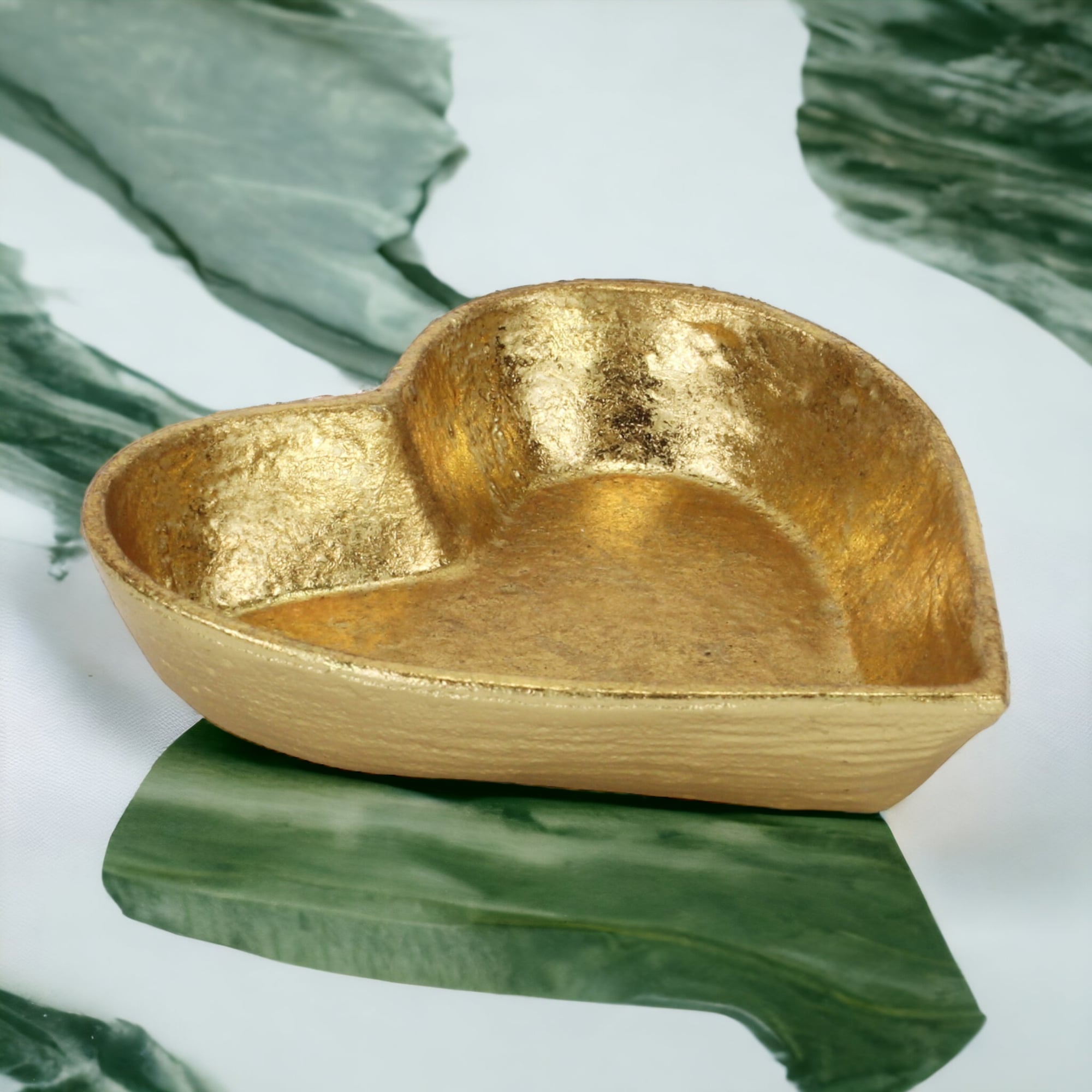 7" Gold Heart Cast Iron Handmade Vanity Tray