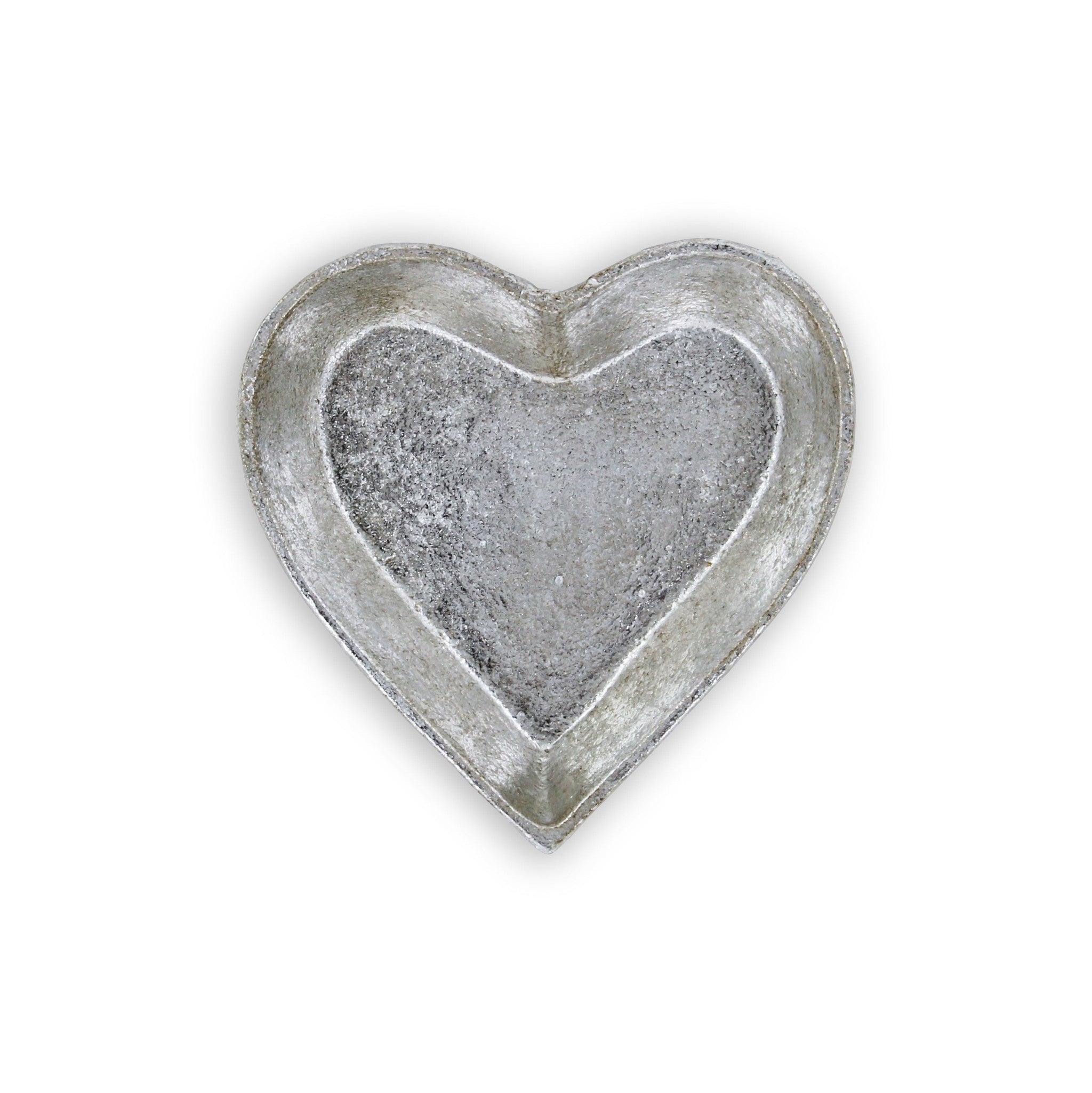 7" Silver Heart Cast Iron Handmade Vanity Tray