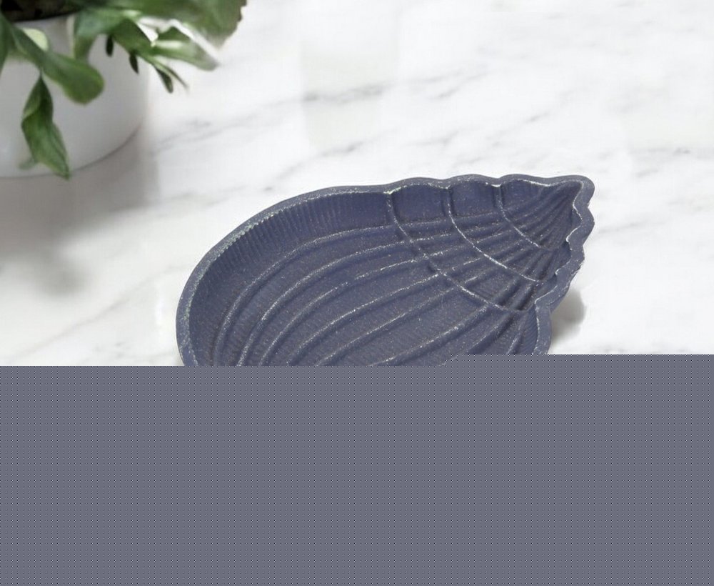 6" Blue Conch Shell Cast Iron Vanity Tray