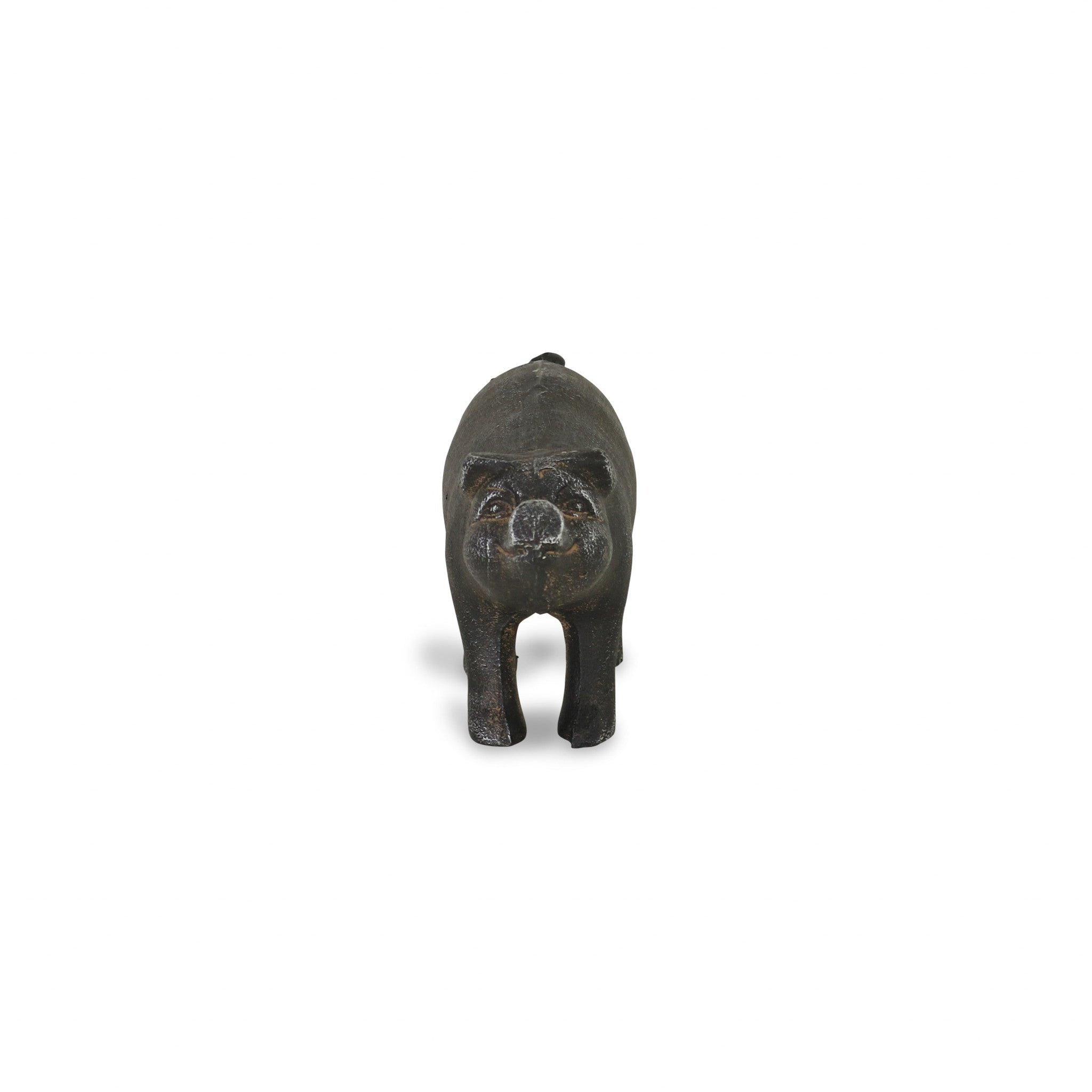 5" Black Cast Iron Pig Hand Painted Sculpture