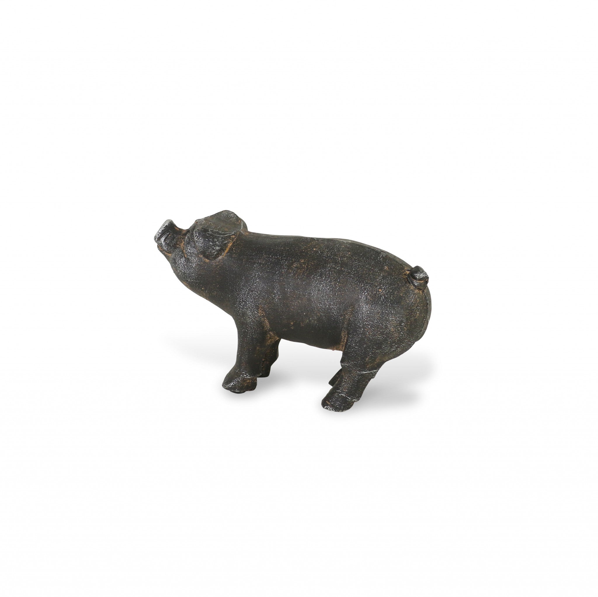 5" Black Cast Iron Pig Hand Painted Sculpture