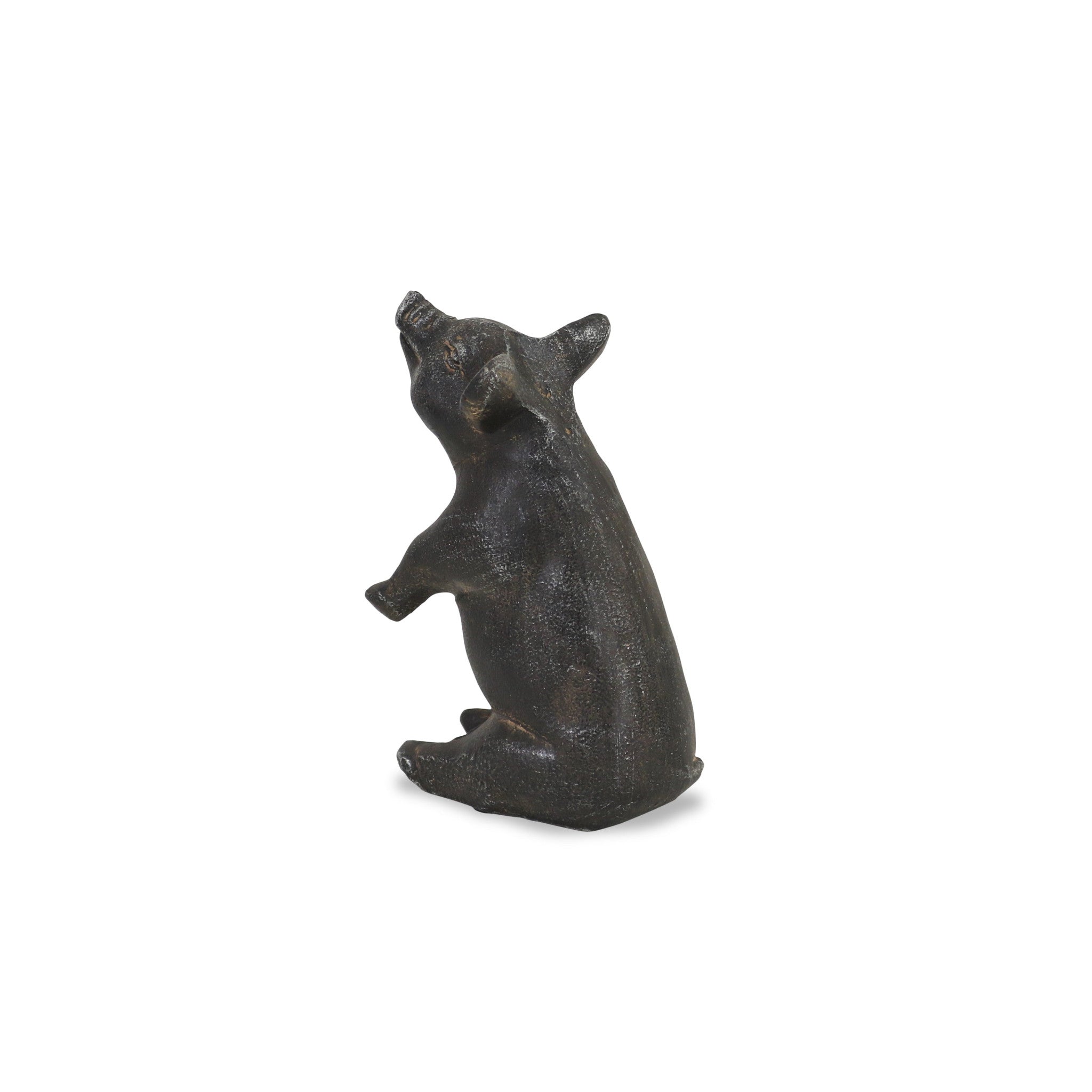 8" Black Rustic Metal Pig Figurine