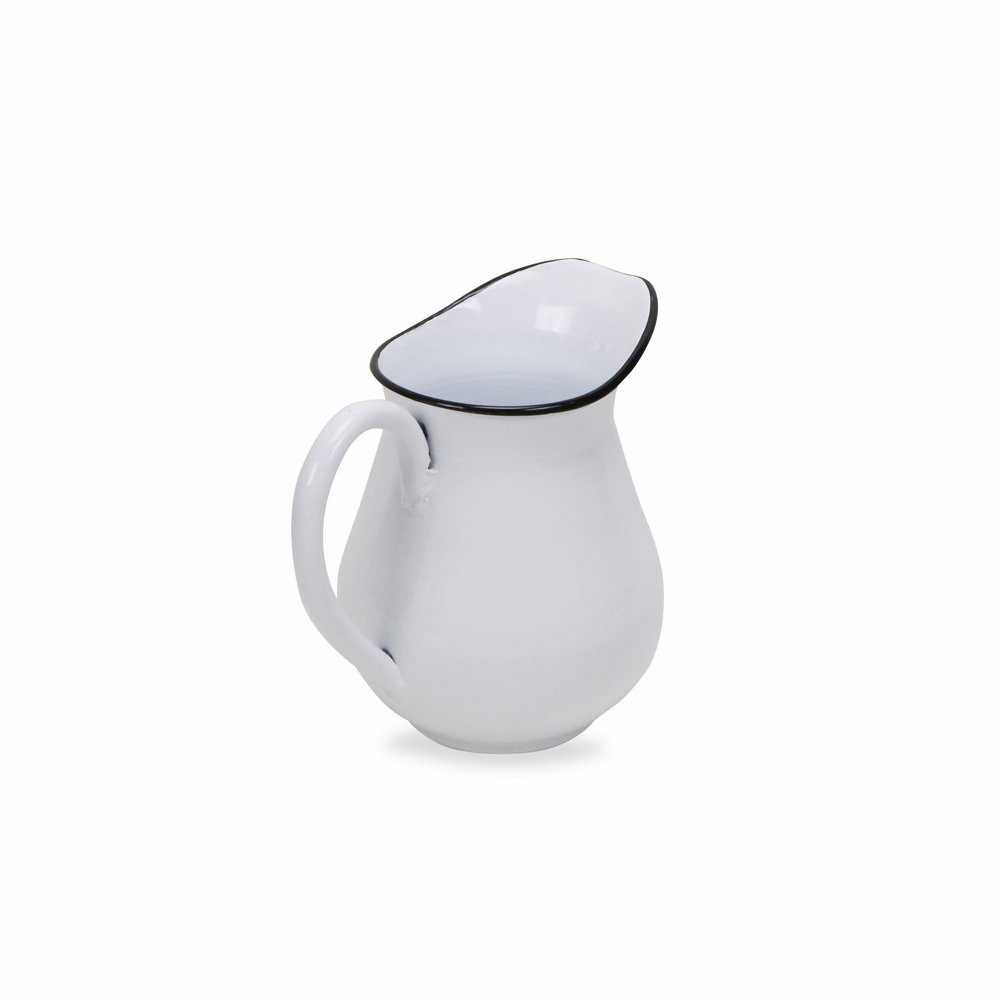8" White and Black Metal Jug Vase