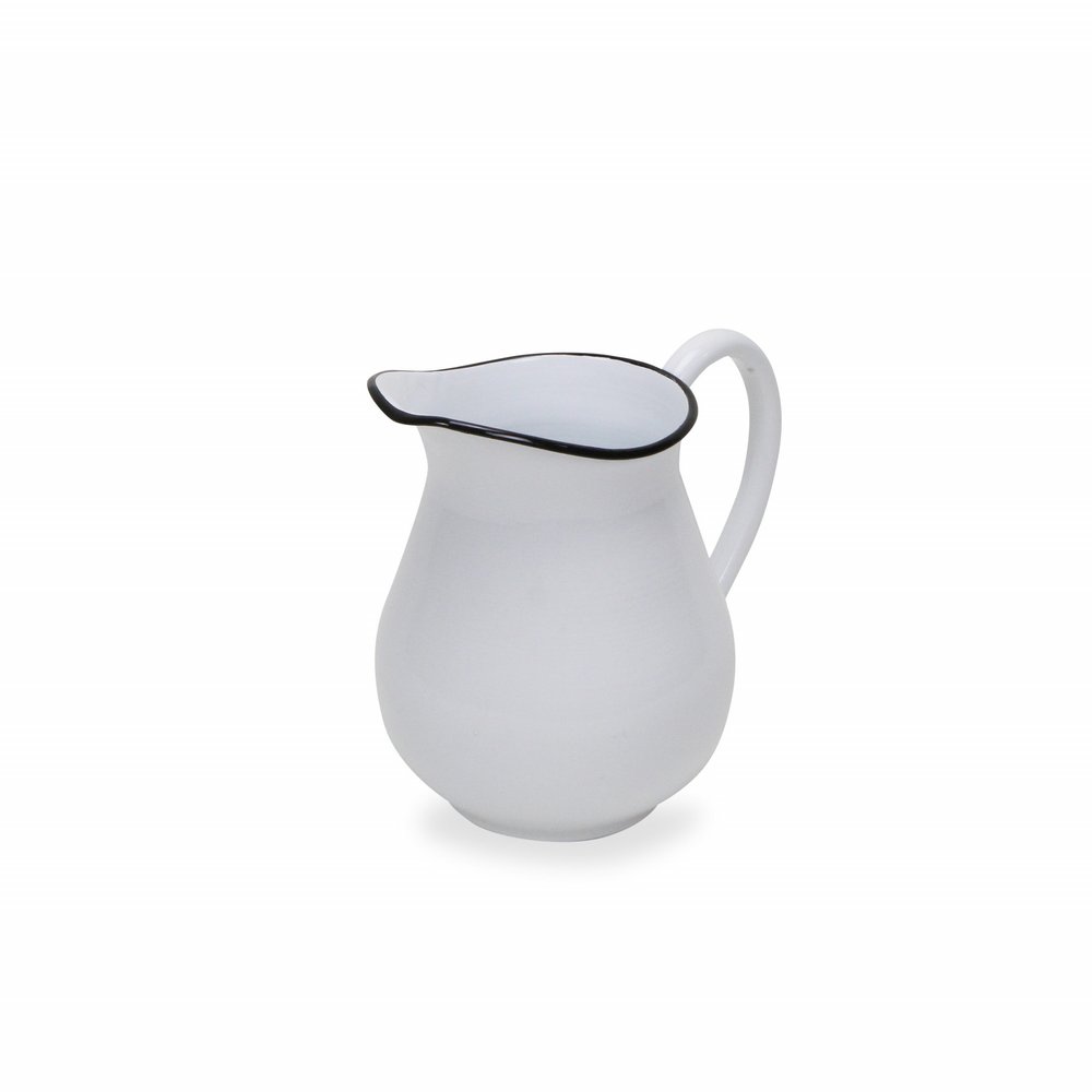 8" White and Black Metal Jug Vase