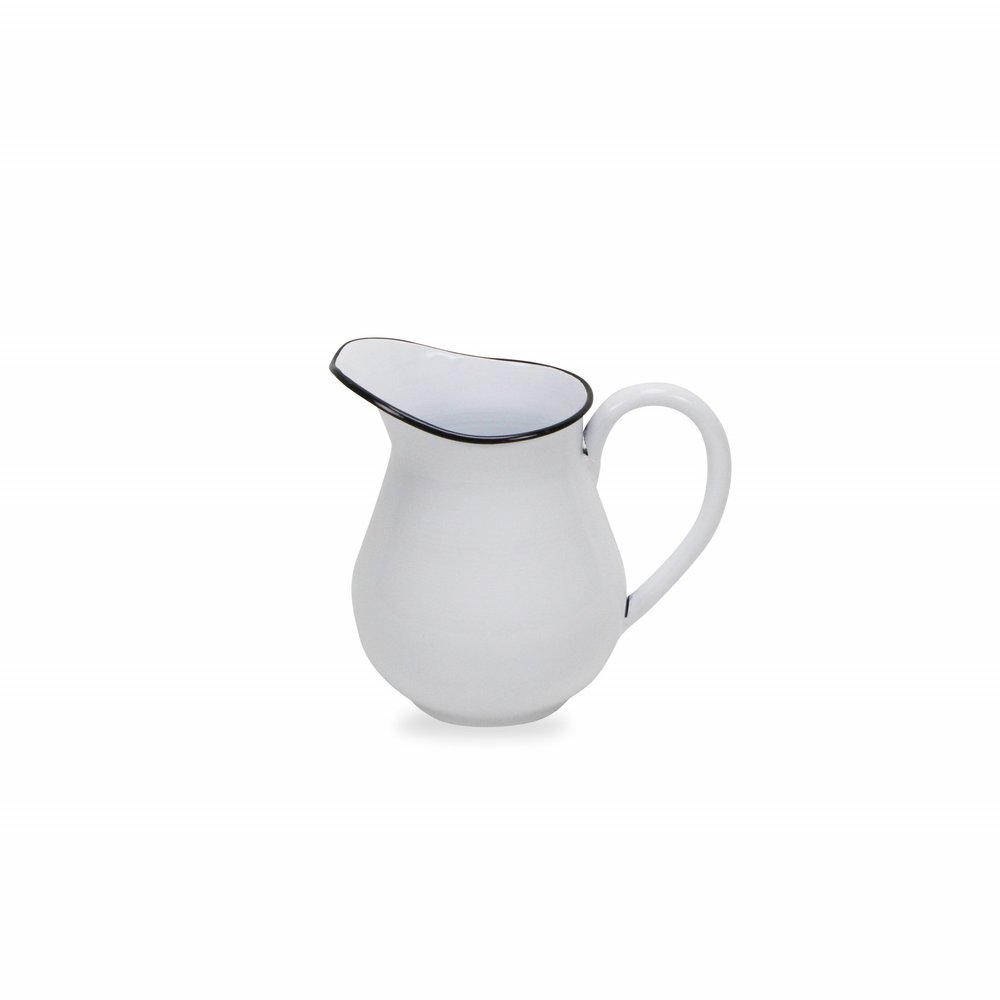 8" White and Black Metal Jug Vase