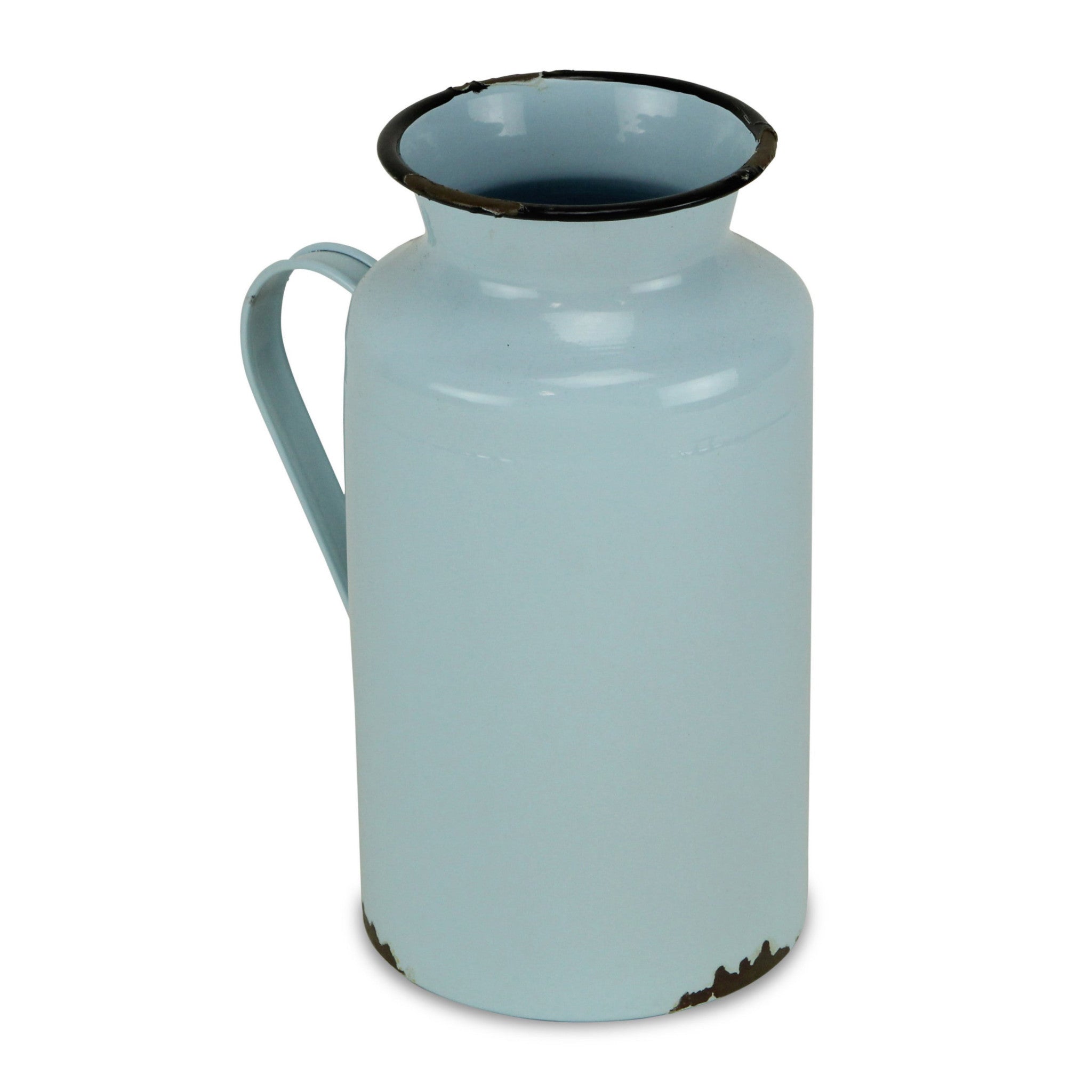 10" Blue and Black Metal Jug Vase