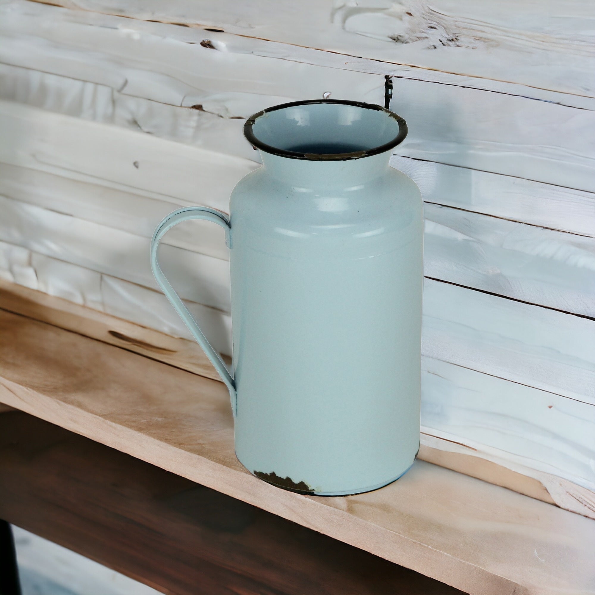 10" Blue and Black Metal Jug Vase