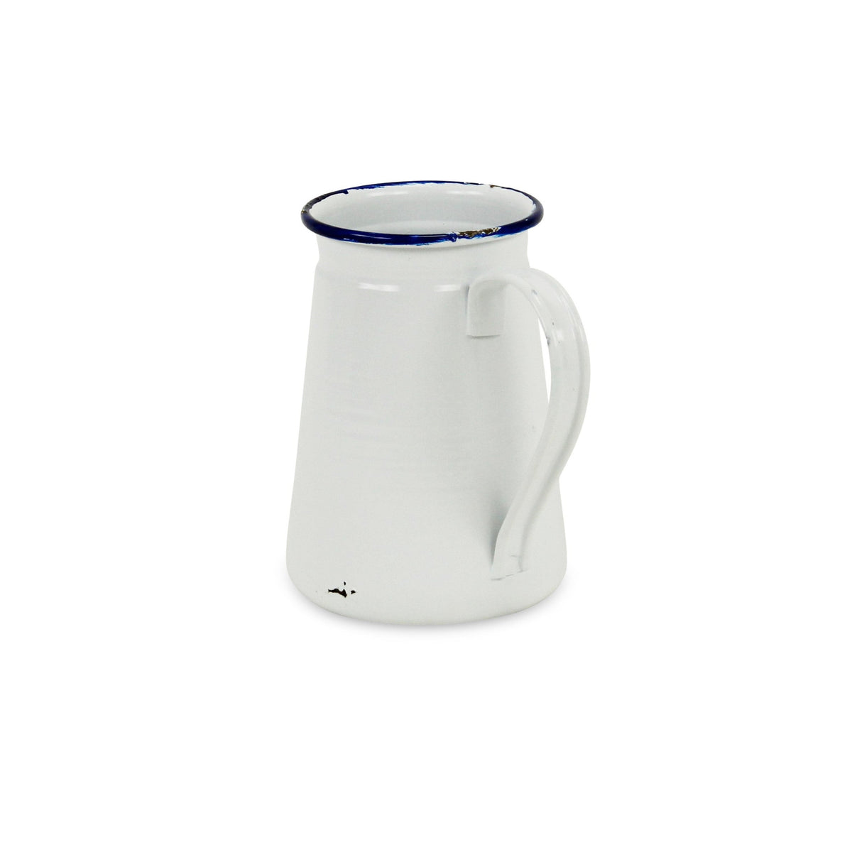 6" White and Blue Metal Jug Vase