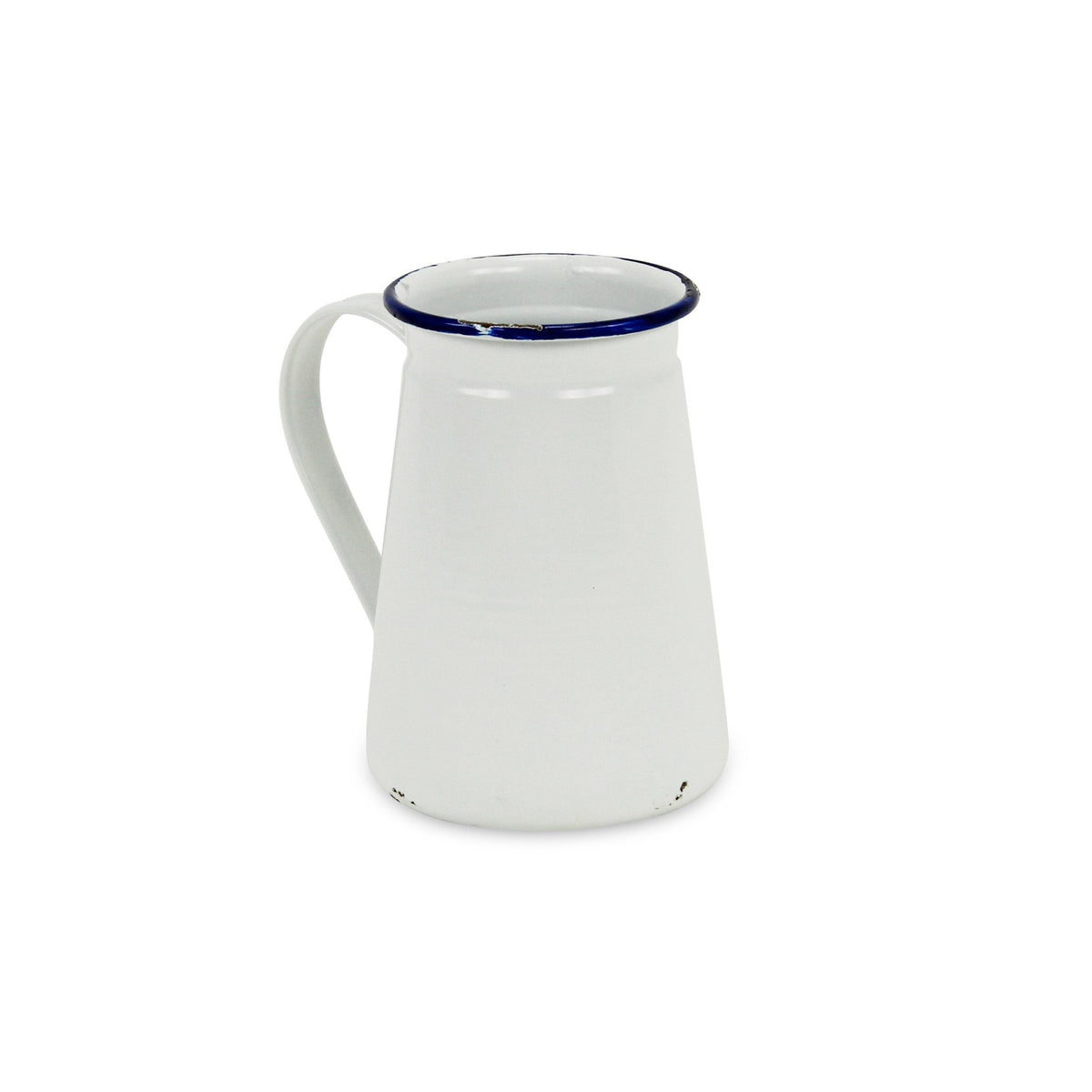 6" White and Blue Metal Jug Vase