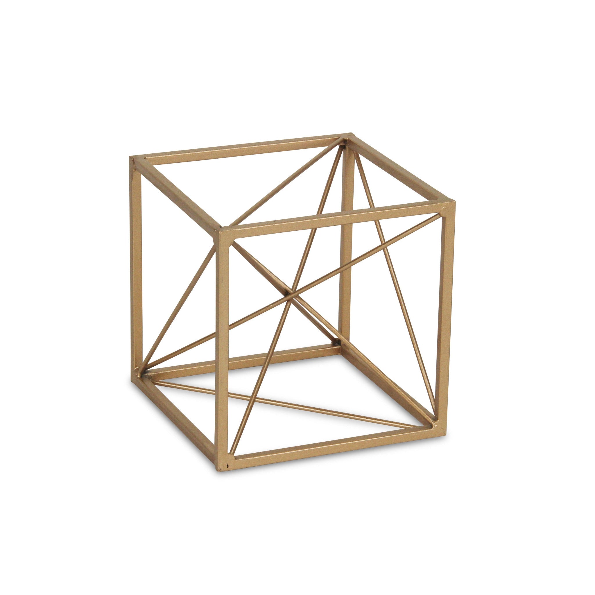 6" Gold Metal Cube Sculpture