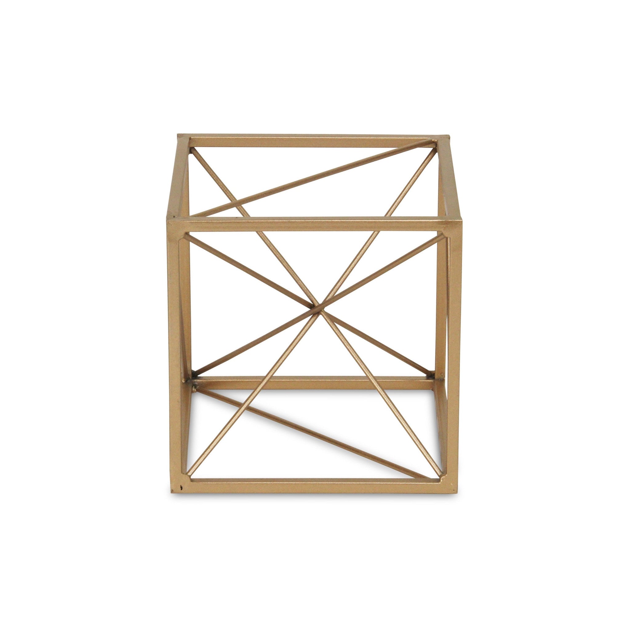 6" Gold Metal Cube Sculpture