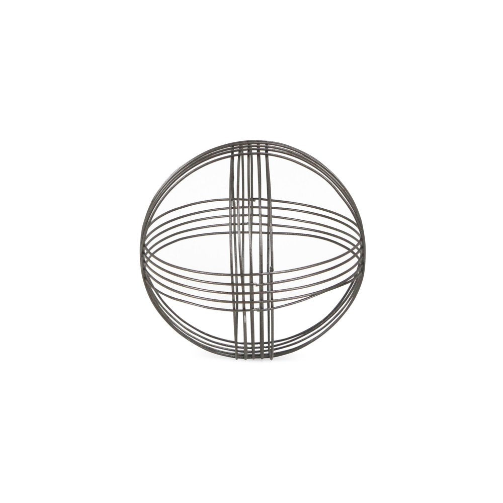 9" Gray Metal Hand Painted Decorative Orb Tabletop Sculpture