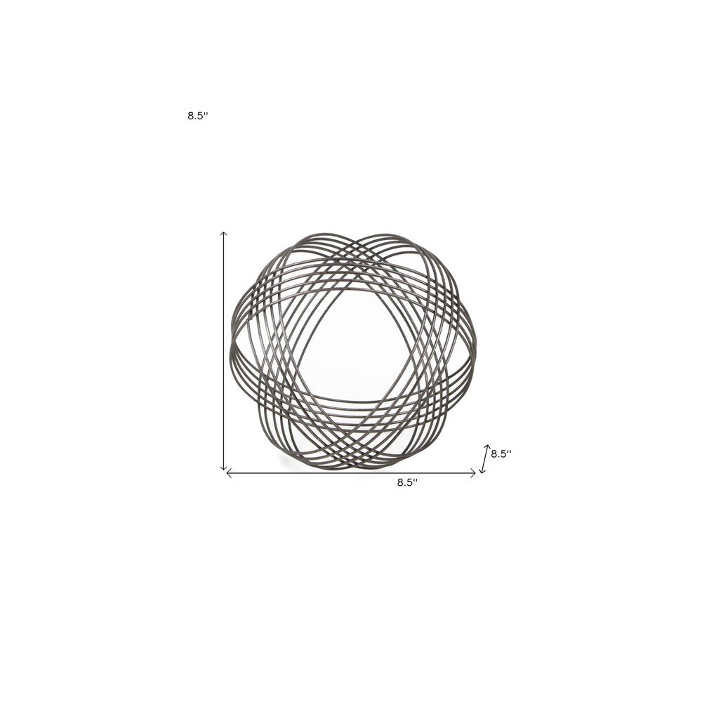 9" Gray Metal Hand Painted Decorative Orb Tabletop Sculpture