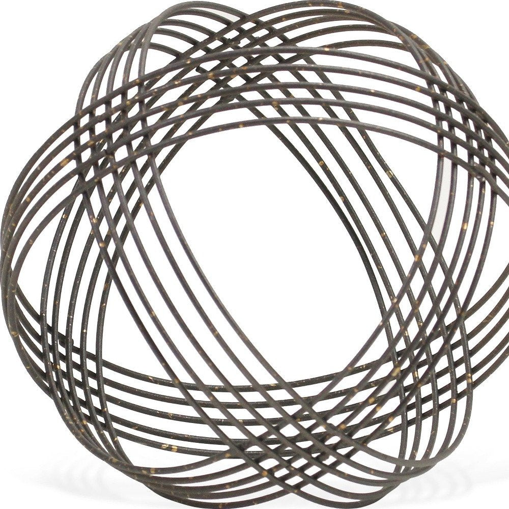 7" Gray Metal Hand Painted Decorative Orb Tabletop Sculpture