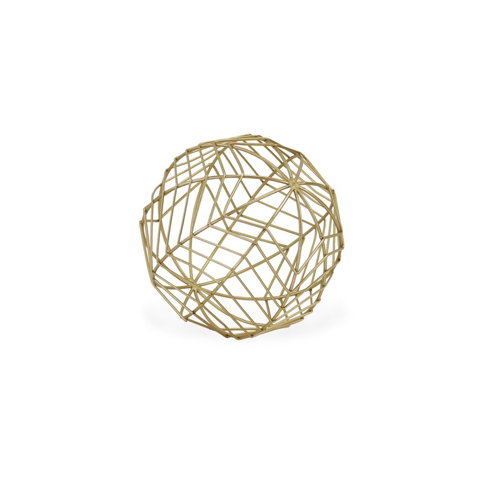 7" Gold Metal Hand Painted Decorative Orb Tabletop Sculpture