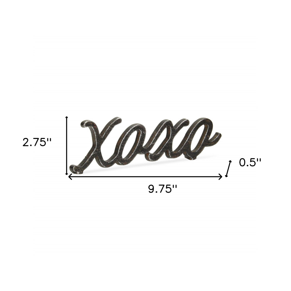3" Black Cast Iron Hand Painted XOXO Sentiment Tabletop Sculpture