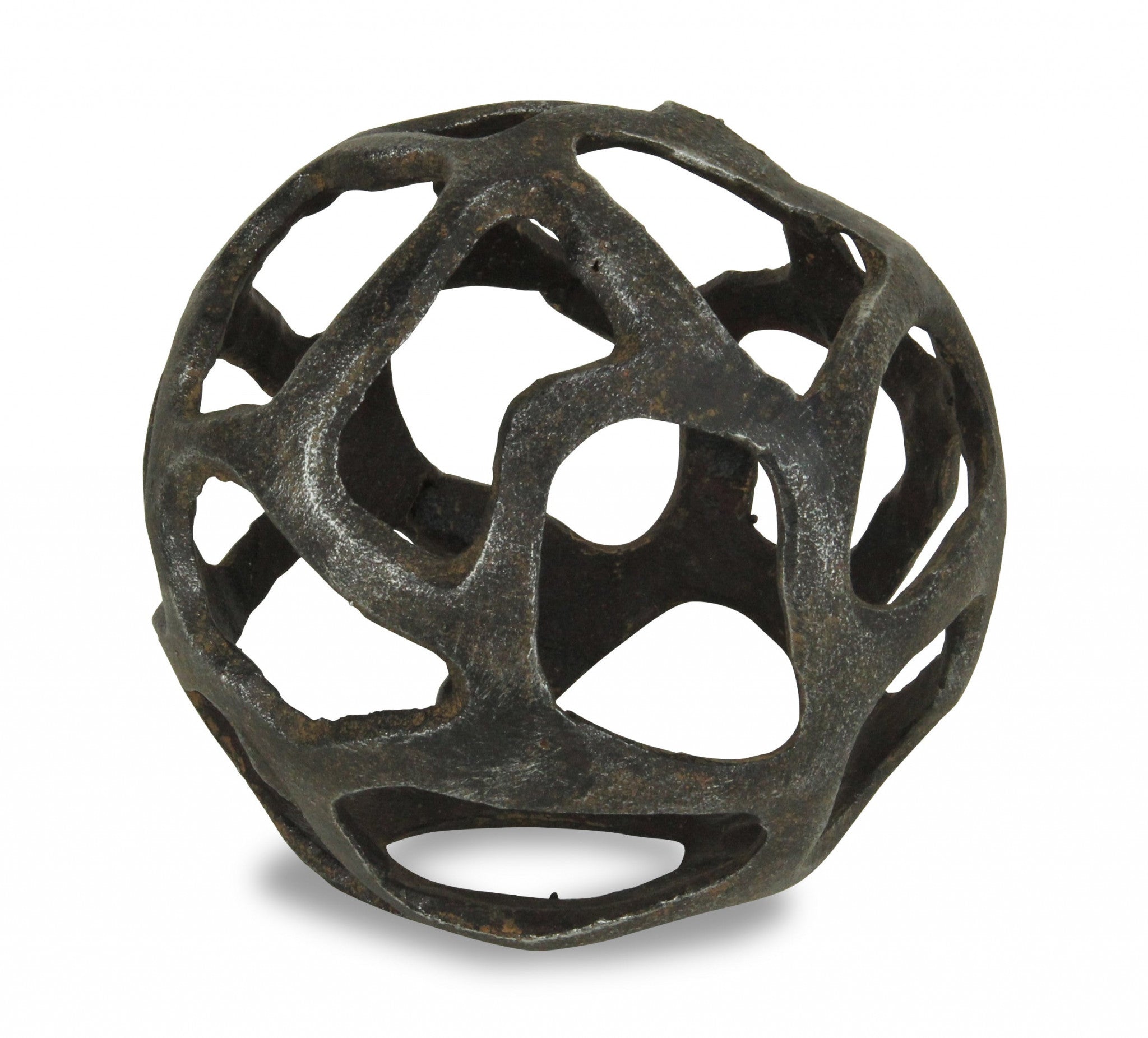 6" Natural Black Cast Iron Abstract Decorative Orb