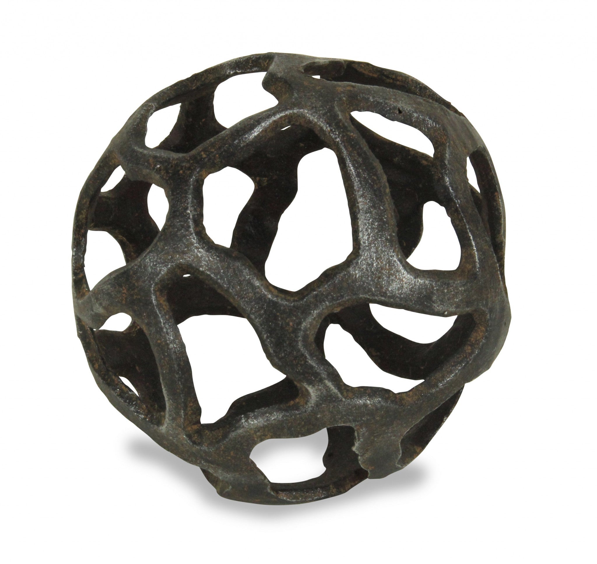 6" Natural Black Cast Iron Abstract Decorative Orb