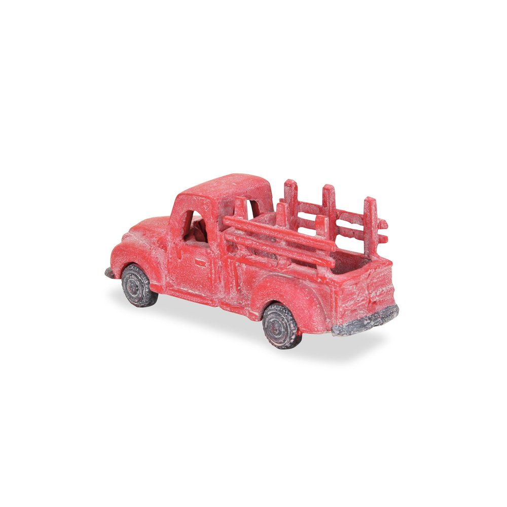 5" Red Metal Hand Painted Decorative Truck Tabletop Sculpture