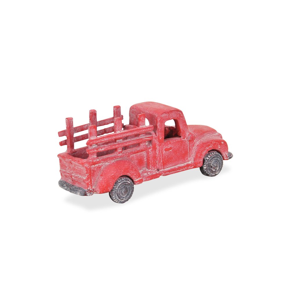 5" Red Metal Hand Painted Decorative Truck Tabletop Sculpture