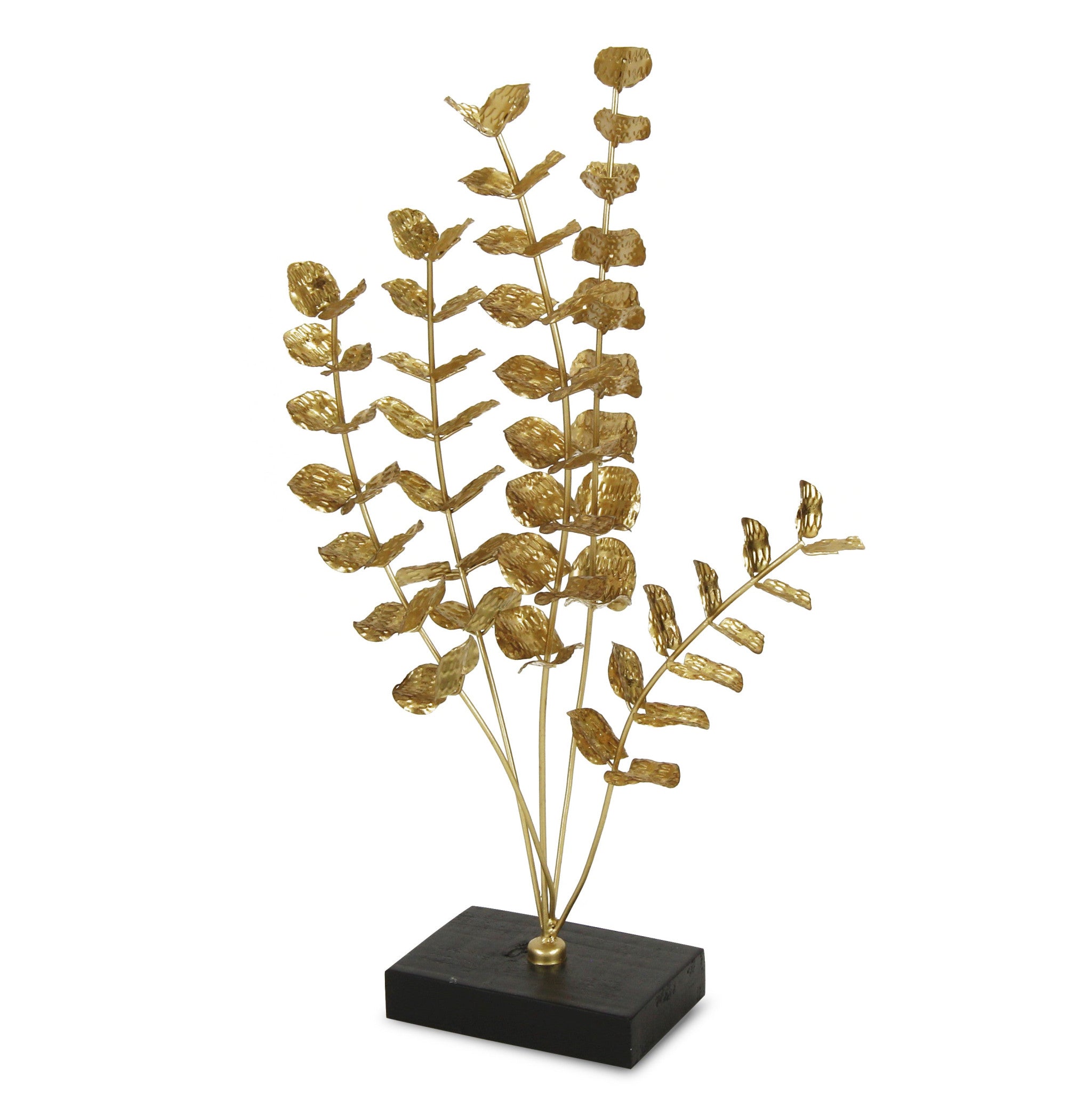 21" Gold and Black Metal Leaf Hand Painted Sculpture