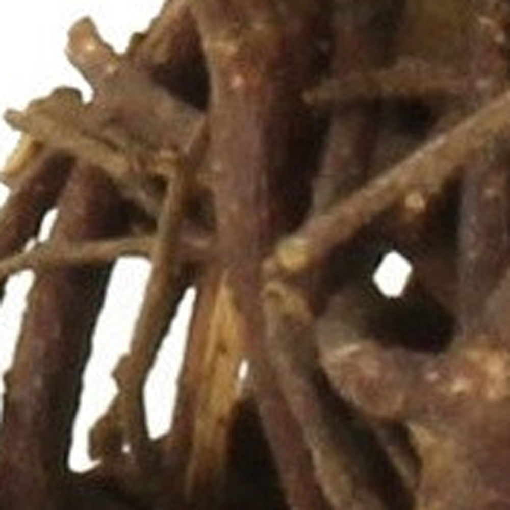 3" Dark Brown Rustic Woven Wicker Decorative Orb