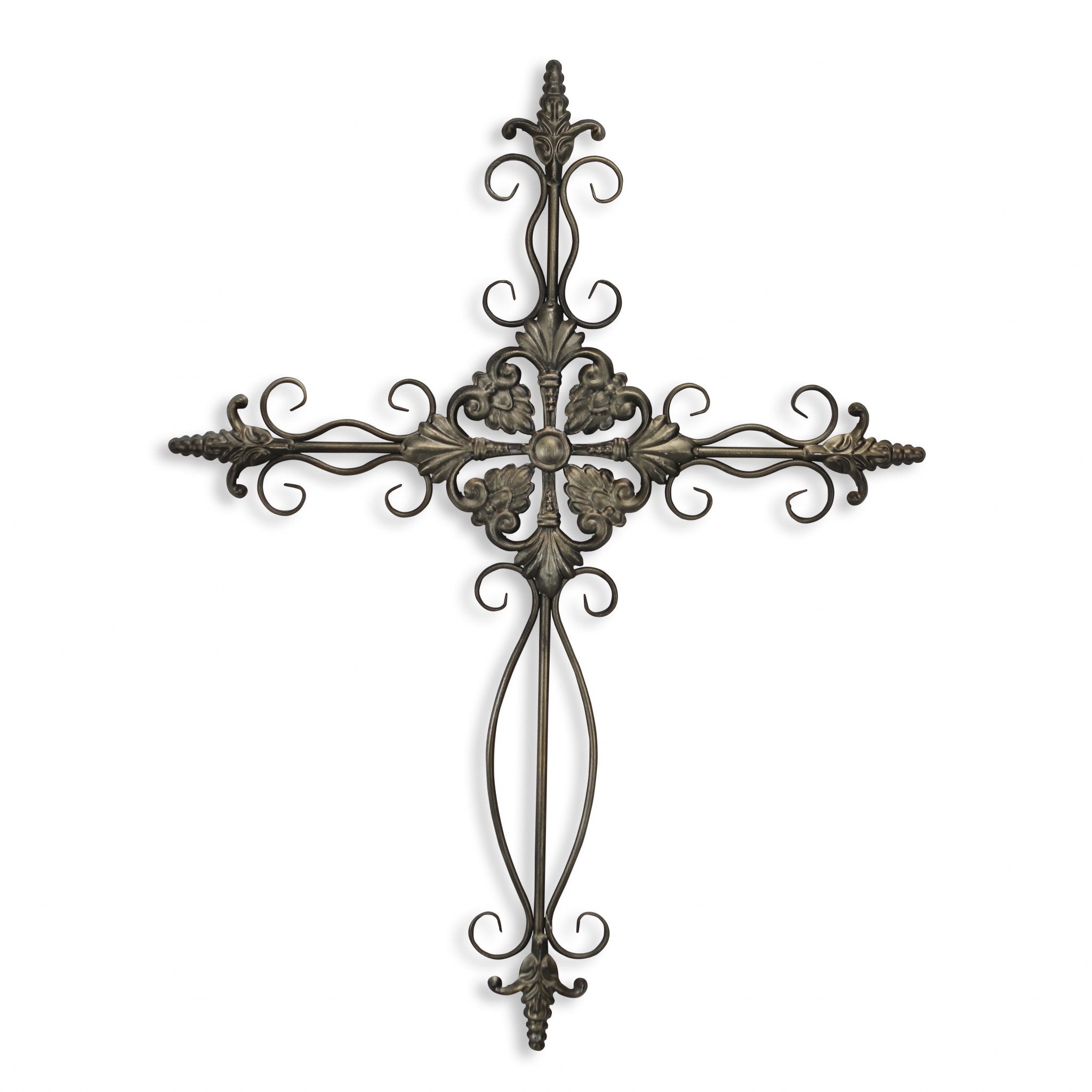 22" Gray Metal Scroll Design Gray Hanging Cross Wall Decor