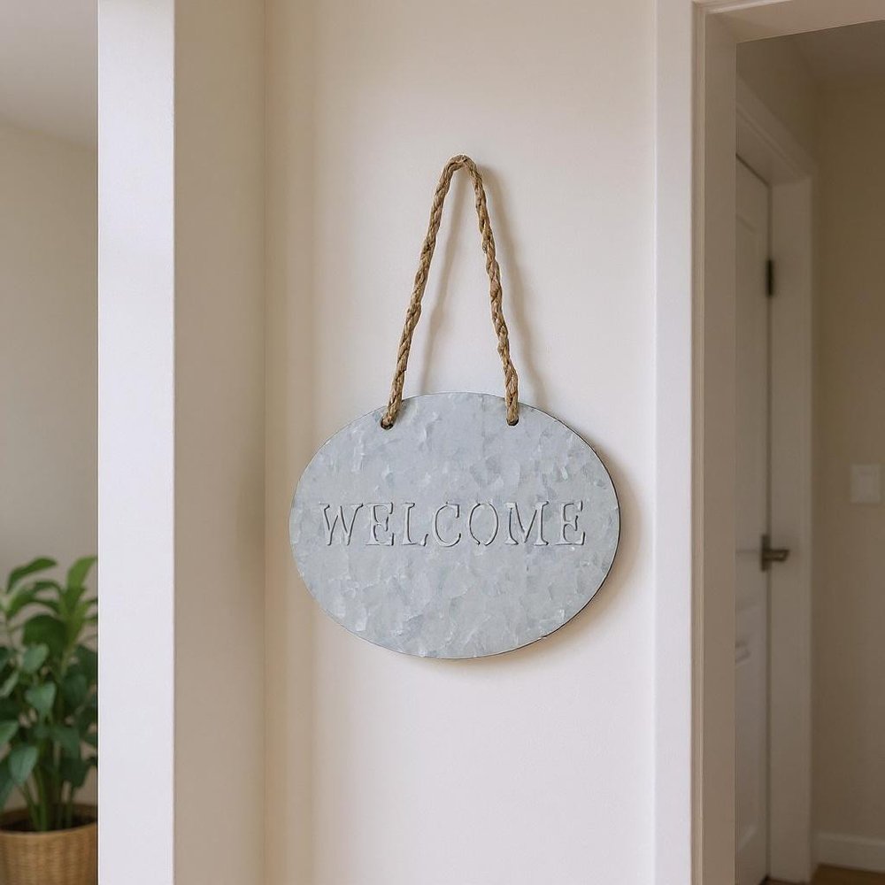 5" X 8" Gray Handcrafted Welcome Galvanized Metal Wall Decor