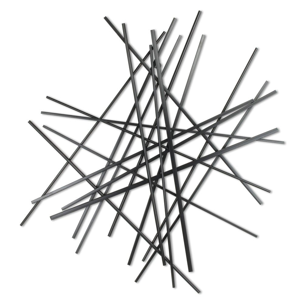 35" X 34" Black Metal Abstract Hanging Dimensional Sculpture