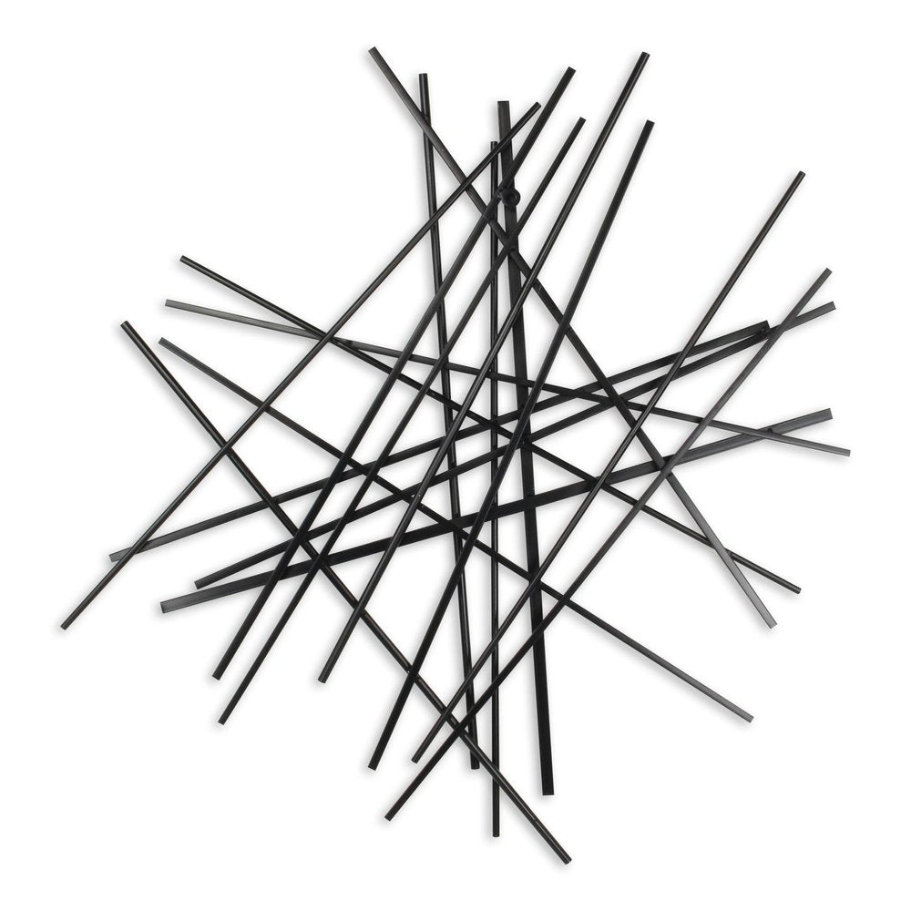 35" X 34" Black Metal Abstract Hanging Dimensional Sculpture
