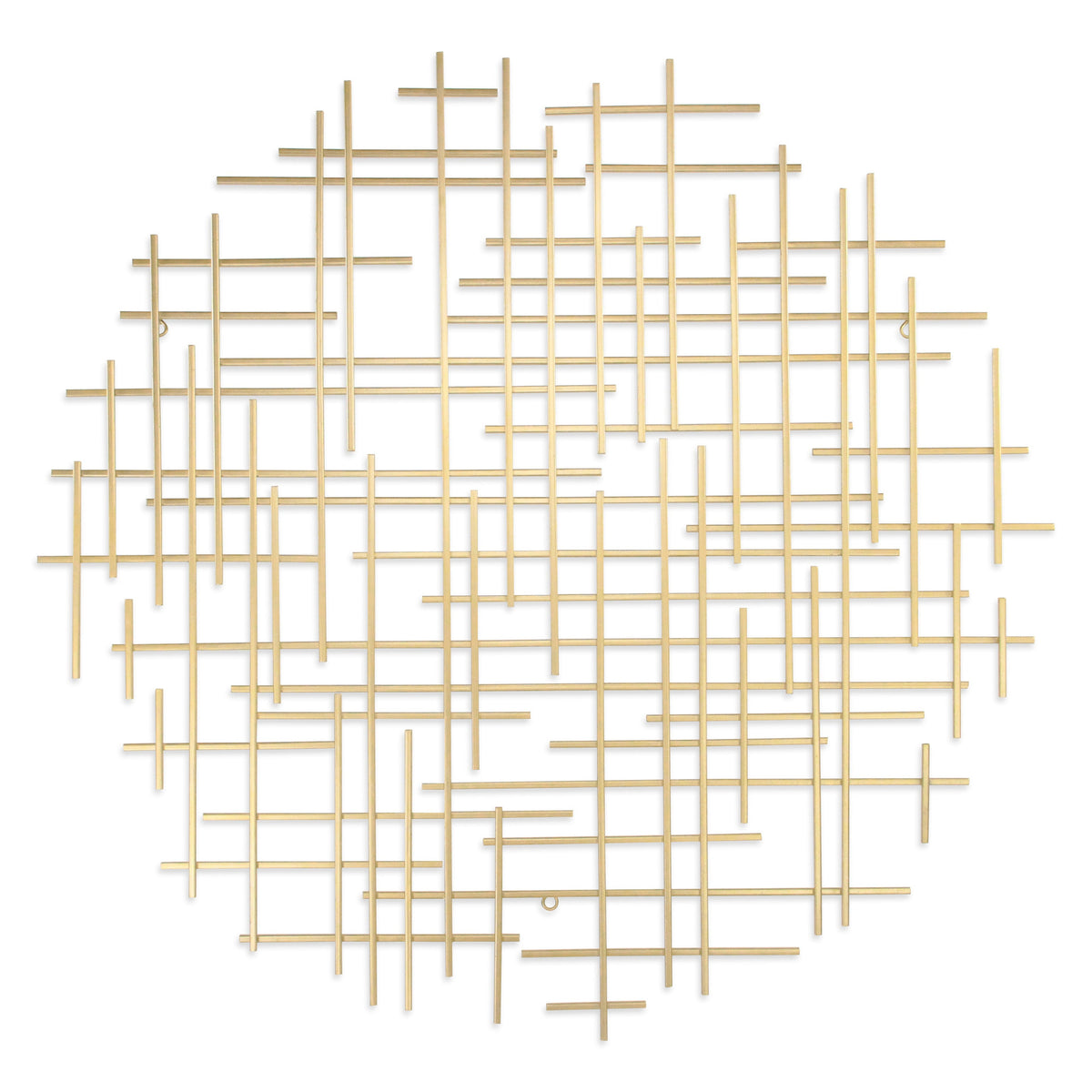 37" X 38" Gold  Metal Abstract Lines Round Hanging Dimensional Sculpture