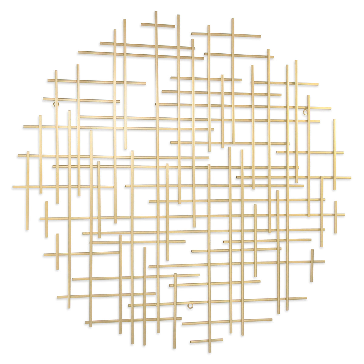 37" X 38" Gold  Metal Abstract Lines Round Hanging Dimensional Sculpture