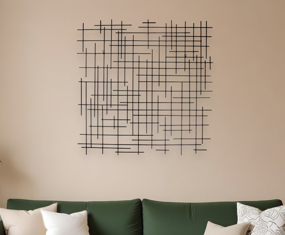 38" X 38" Black Geometric Metal Hanging Dimensional Sculpture