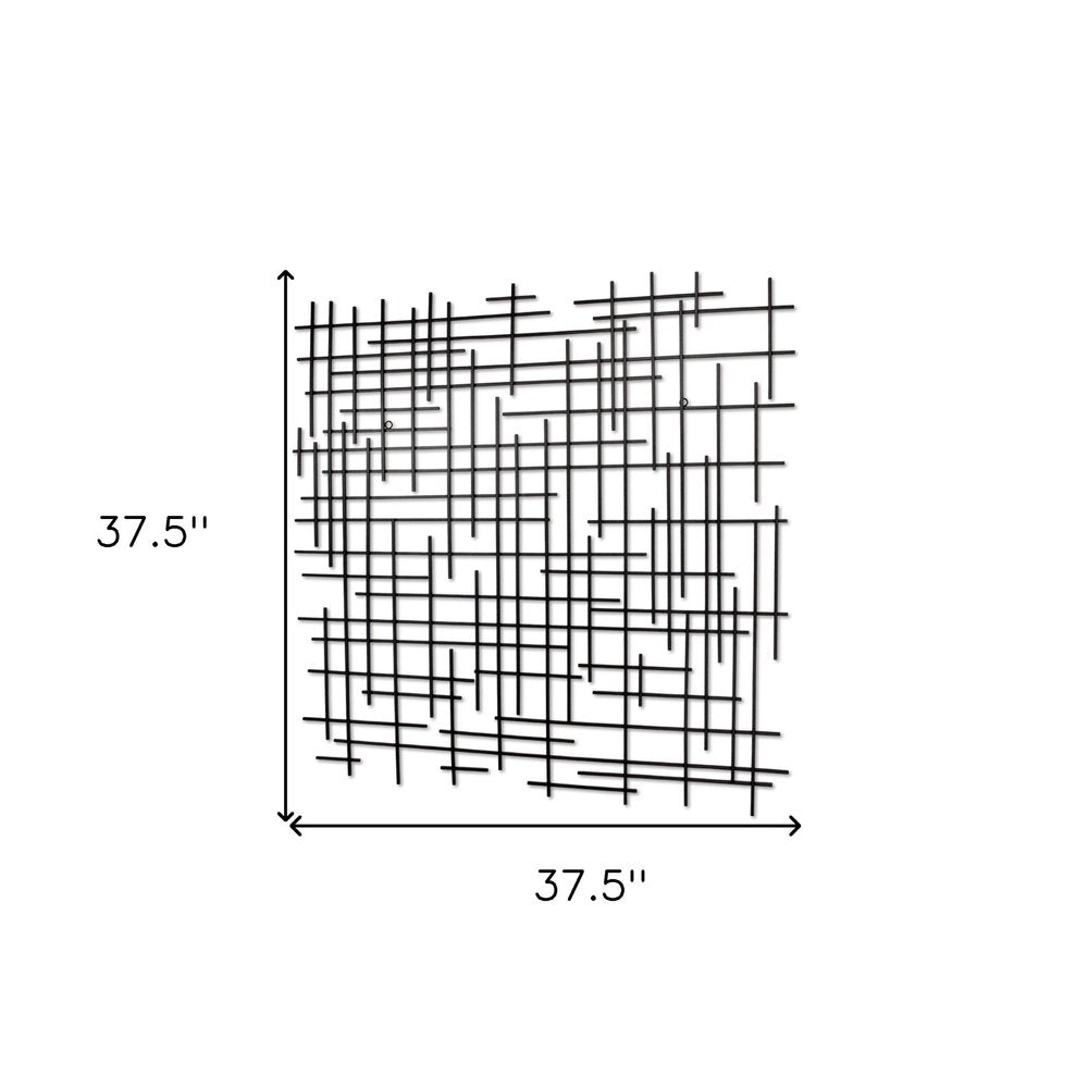 38" X 38" Black Geometric Metal Hanging Dimensional Sculpture
