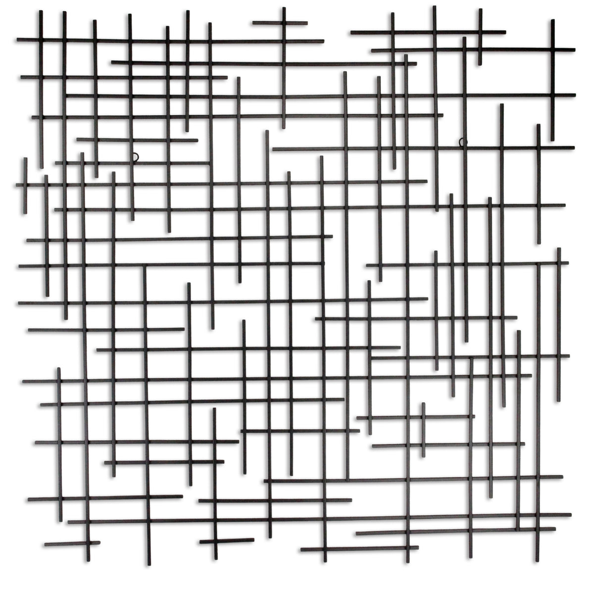 38" X 38" Black Geometric Metal Hanging Dimensional Sculpture