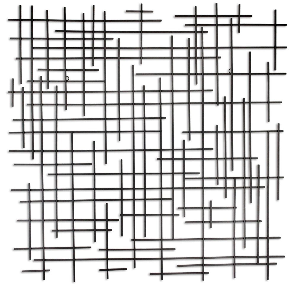 38" X 38" Black Geometric Metal Hanging Dimensional Sculpture