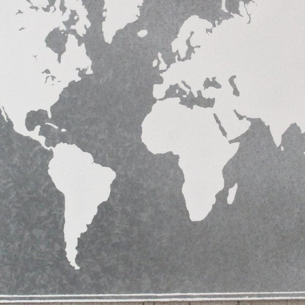 25" X 34" Brown and Gray Wood and Metal World Map Hanging Dimensional Sculpture