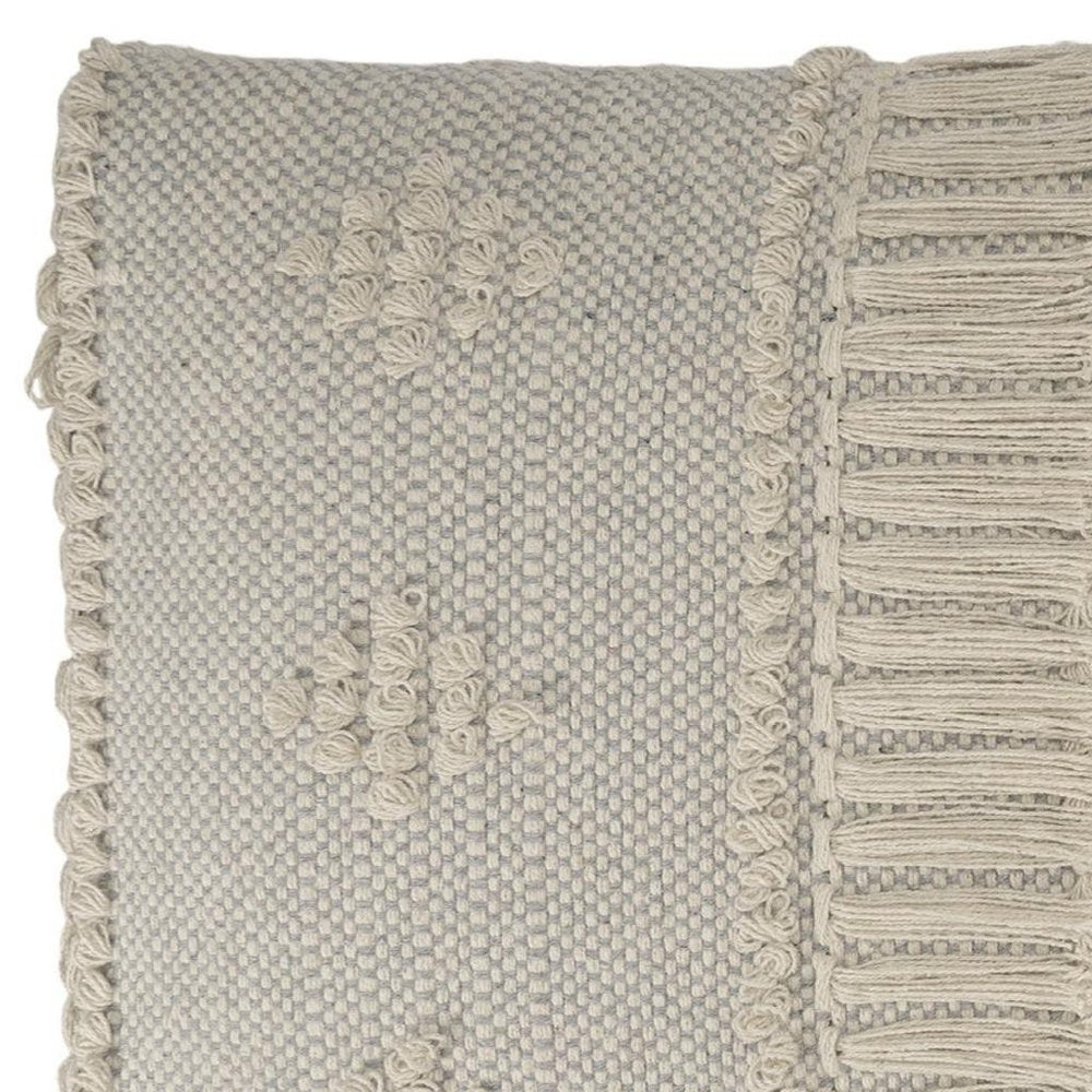 47" Cream And Black Leg Abstract Stripe and Dot Upholstery Bench