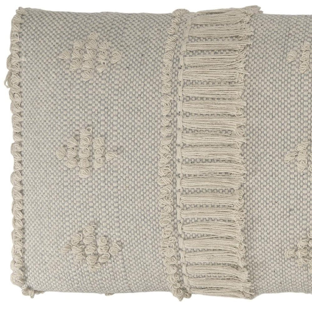 47" Cream And Black Leg Abstract Stripe and Dot Upholstery Bench