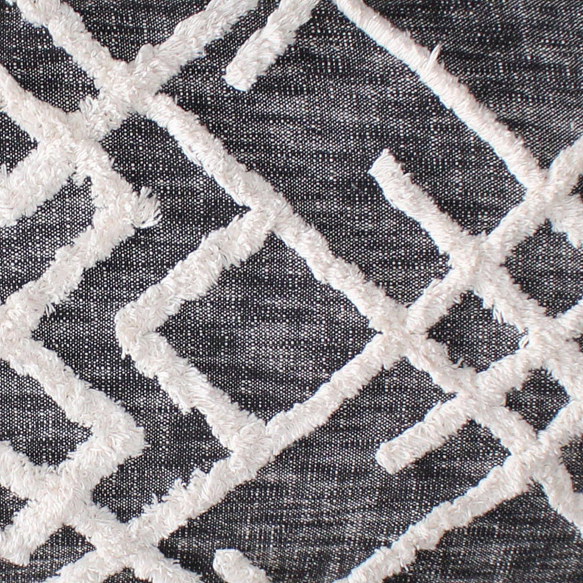 47" Gray And White Geometric Cotton Upholstered Distressed Bench