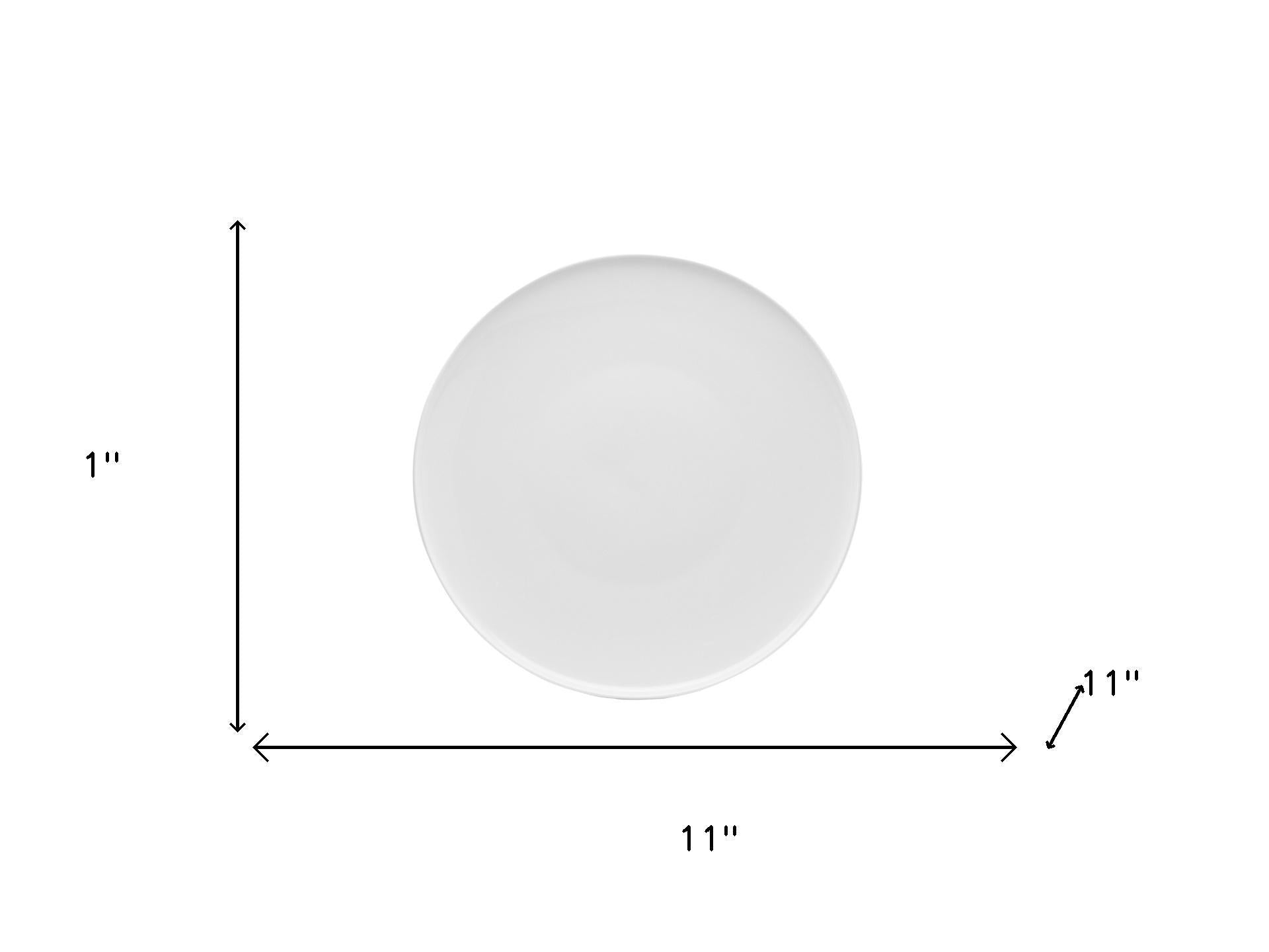 White Six Piece Round Coupe Porcelain Service For Six Dinner Plate Set