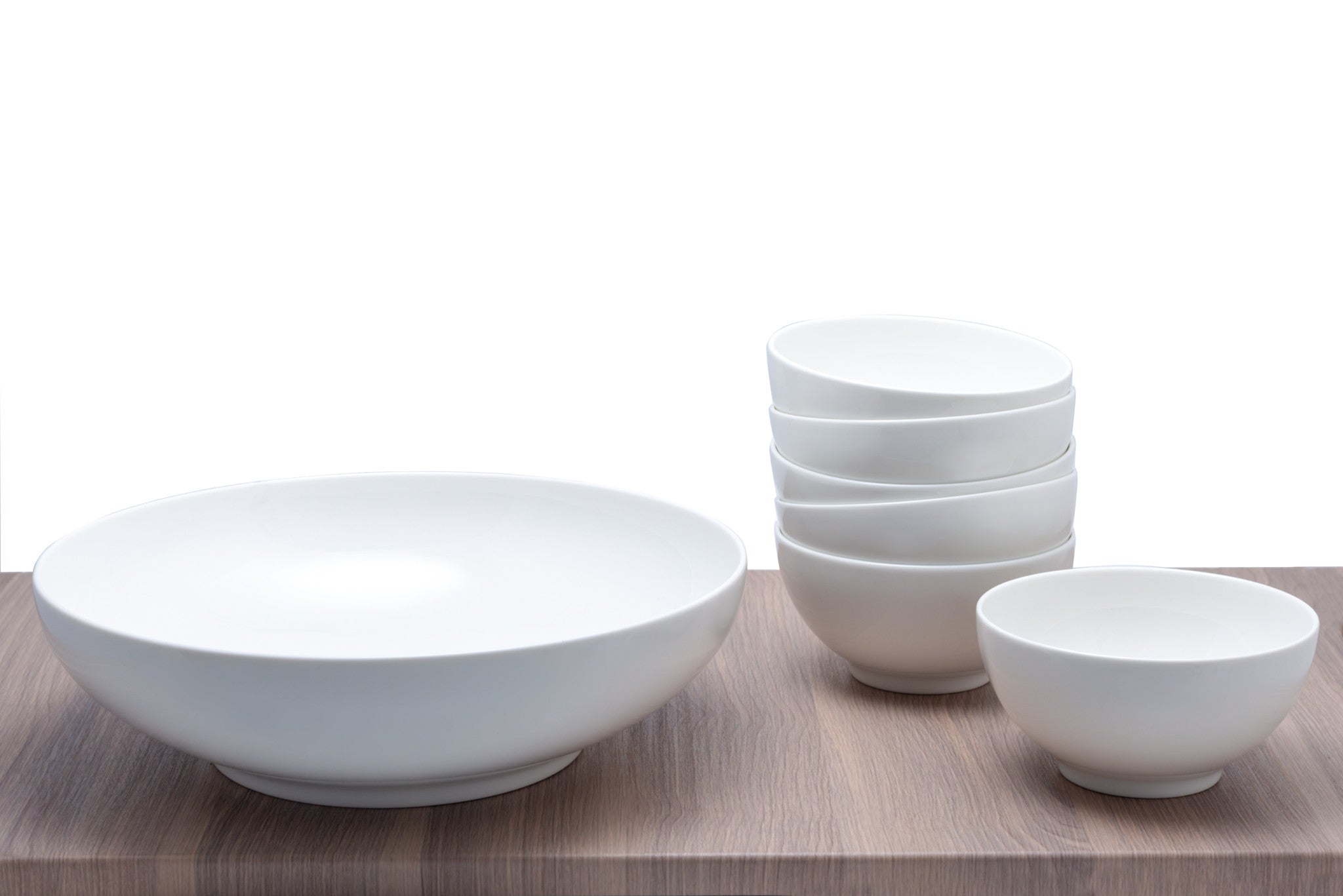 White Six Piece Porcelain Service For Six Bowl Set