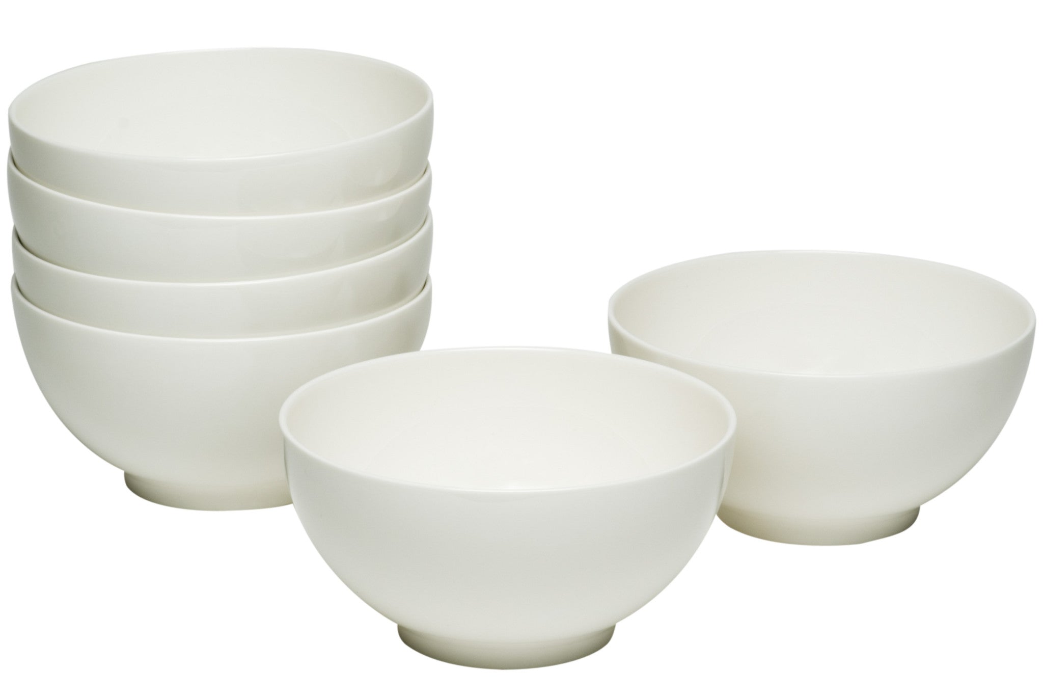 White Six Piece Porcelain Service For Six Bowl Set